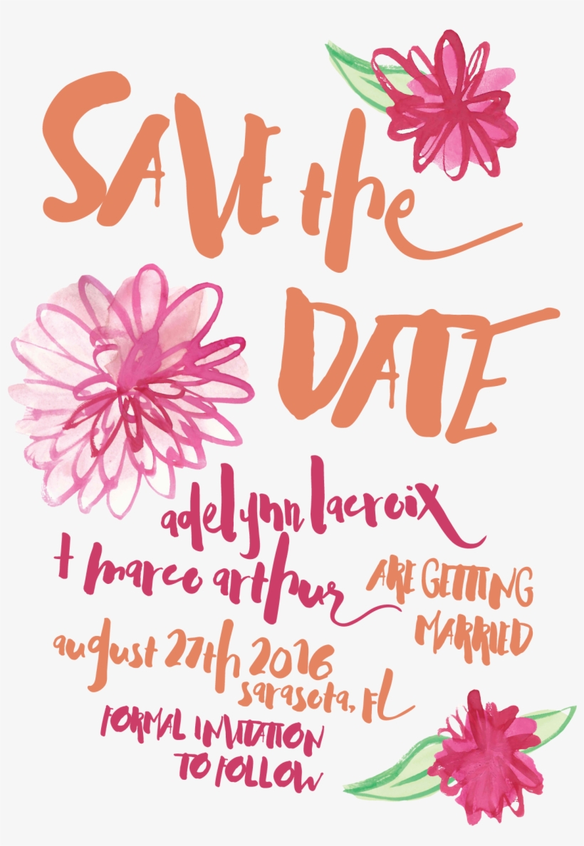 Pink Save The Dates, Floral Save The Dates, Watercolor - Floral Design, transparent png