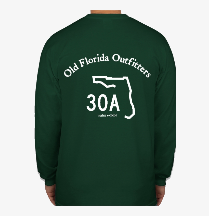 Ofo Long Sleeve Logo "30a" T-shirt In Spruce/white - Long-sleeved T-shirt, transparent png