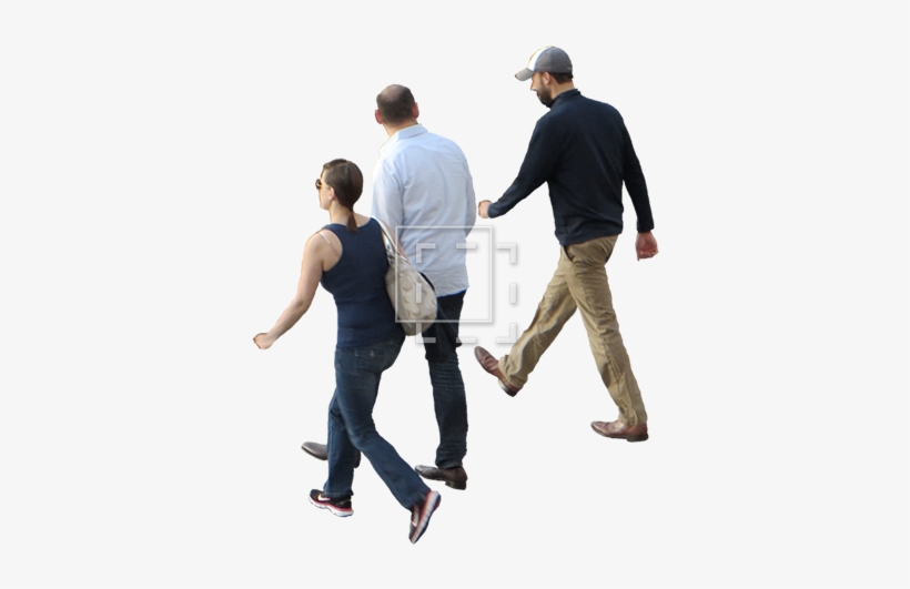 Overhead View Of Three People Walking - Walking Crowd For Photoshop, transparent png