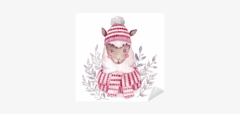 Watercolor Vector Alpaca Illustration - Christmas Watercolor Image Illustration, transparent png