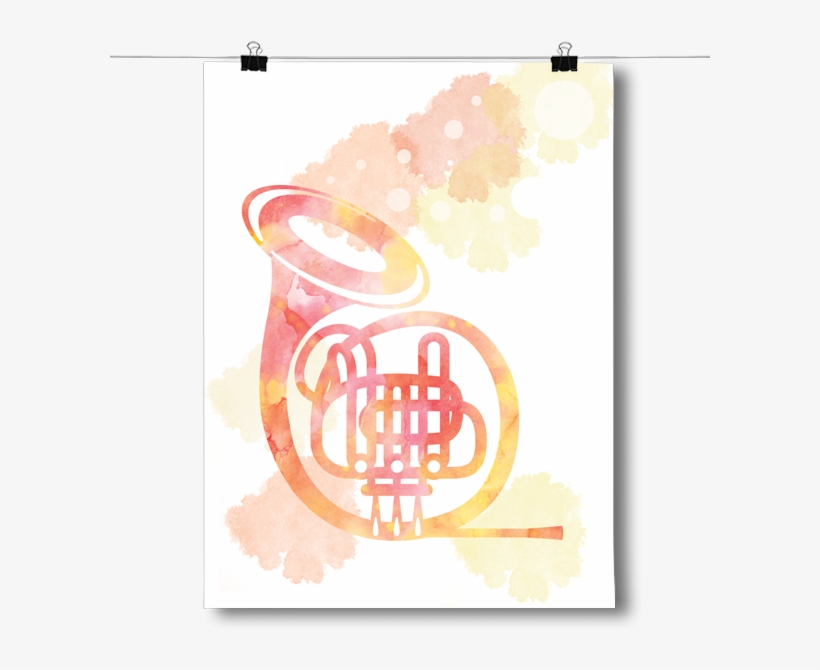 French Horn Silhouette - Inspired Posters French Horn Silhouette - Watercolor, transparent png