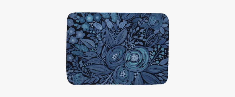 Watercolor Floral Illustration Print In Navy Bath Mat - Watercolor .black Brown Floral Pattern . Scarf, transparent png