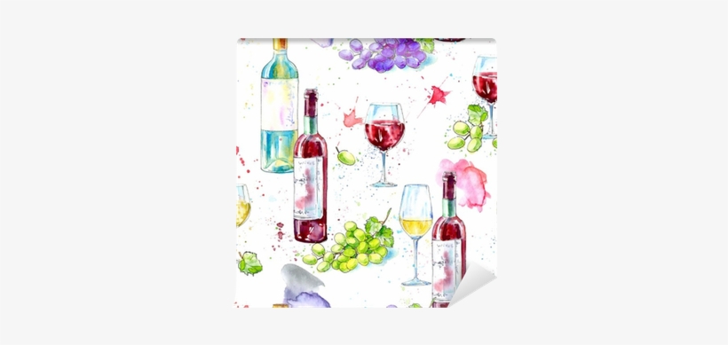 Seamless Pattern Of A Bottle Of White And Red Wine,grape - Red Wine, transparent png
