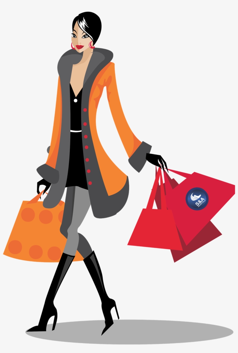 Fashion Girl Png Free Download - Woman Shopping Vector Png, transparent png