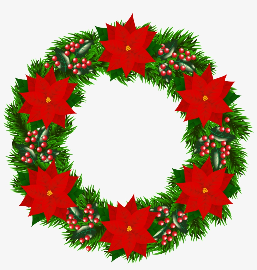 Christmas Christmas Free Wreath Clipart Merry Clip - Christmas Wreath Png Transparent, transparent png