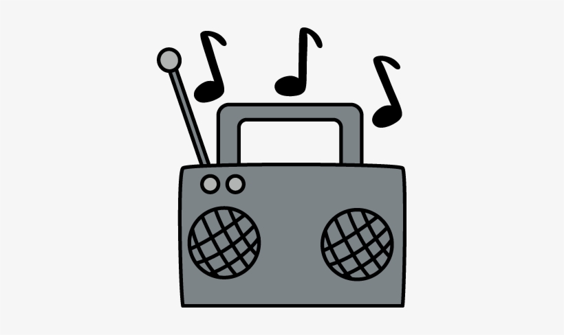 Radio With Music Notes - Boombox Clipart, transparent png