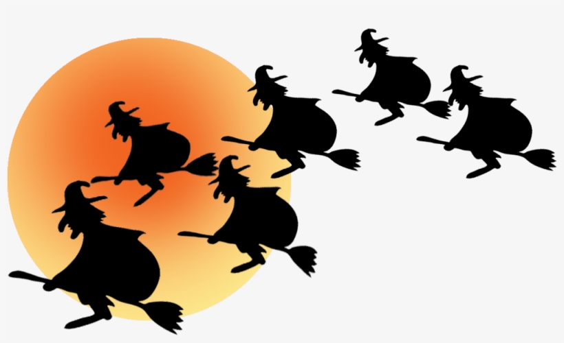 Halloween Border Image With Witches And Moon - Halloween Border Png, transparent png