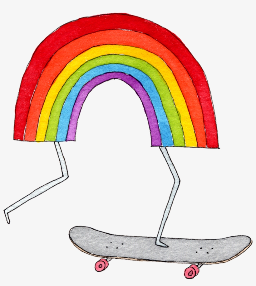 Rainbow Skateboard - Tattly Temporary Tattoos Rainbow Set, transparent png