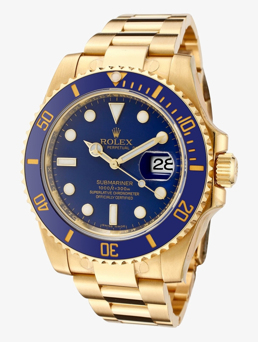 Rolex Transparent Image - Rolex Submariner Blue 18k Gold, transparent png