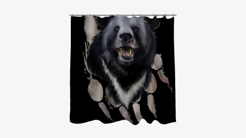 Head Of A Black Bear Watercolor Painting Shower Curtain - Watercolor Painting, transparent png