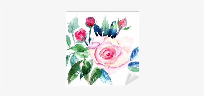 Decorative Roses Flowers, Watercolor Painting Wall - Watercolor Painting, transparent png
