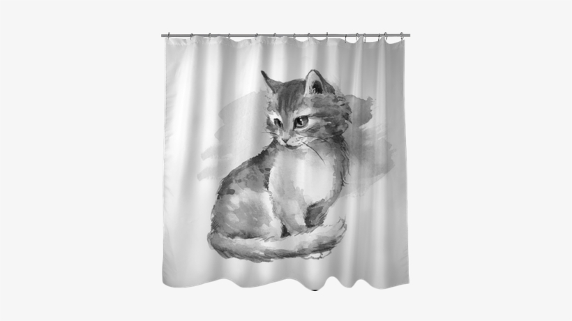 Black And White Watercolor Painting Shower Curtain - Watercolor Painting, transparent png