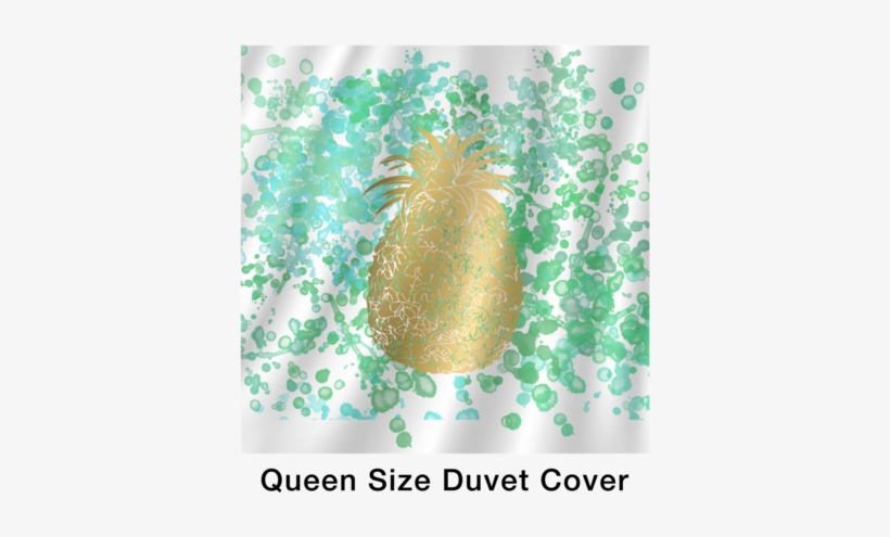 Gold Pineapple With Watercolor Inspired Background - Fruit, transparent png