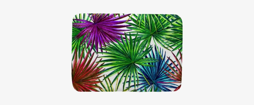 Seamless Floral Pattern With Beautiful Watercolor Fan - Sfondo Foglie Della Giungla, transparent png