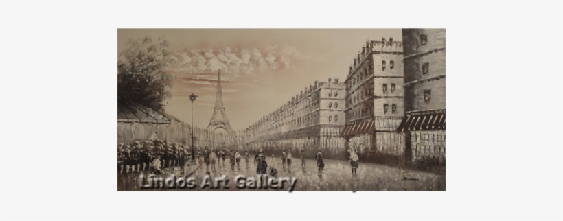 Paris Eiffel Tower Black And White Oil Painting - Eiffel Tower, transparent png