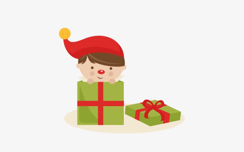 Boy Elf In Present Svg Cutting Files Christmas Svg - Elf In A Present, transparent png