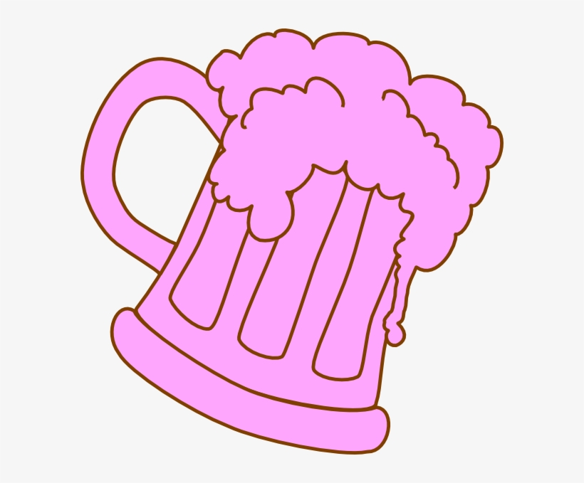 Pink Outline Beer Mug Clip Art - Pink Beer Mug, transparent png