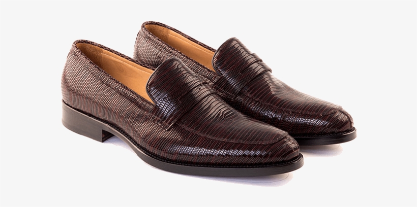 Handmade Mens Leather Shoes- Lussoti - Giovanni - Penny Loafer Shoe In Embossed Burgundy Calf, transparent png
