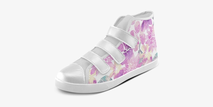 Watercolor Flower Pattern Velcro High Top Canvas Kid's - Toddler Vans Sk8-hi Zip, transparent png