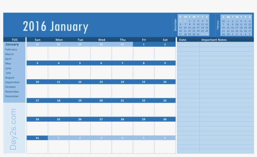 2016 Yearly Calendar - Template, transparent png