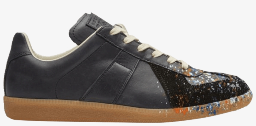 Maison Margiela 22 Replica Low Top Sneaker Black Paint Skate Shoe 851x379 Png Download Pngkit