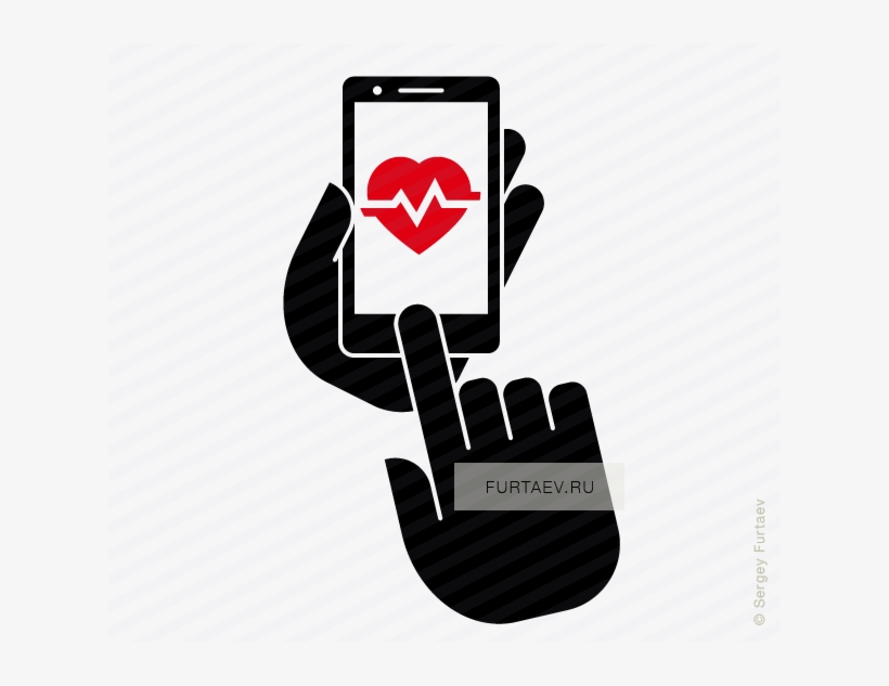 Vector Icon Of Mobile Phone In Hand With Heart Beat - Health App Vector, transparent png