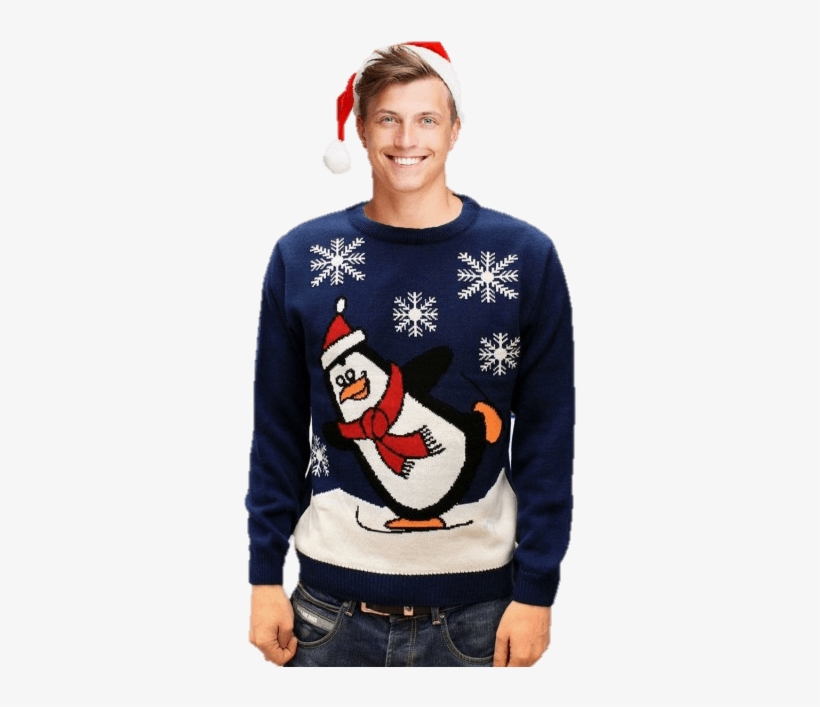 Jersey Navideño Hombre Pingüino Azul Marino, transparent png