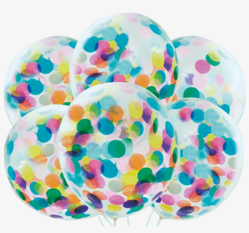 Clear Balloon With Multicoloured Confetti Pack Of, transparent png