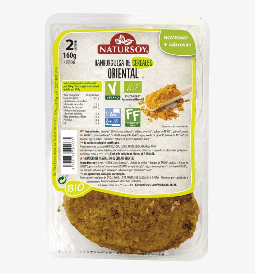 Hamburguesa De Cereales Oriental 2 Und, transparent png