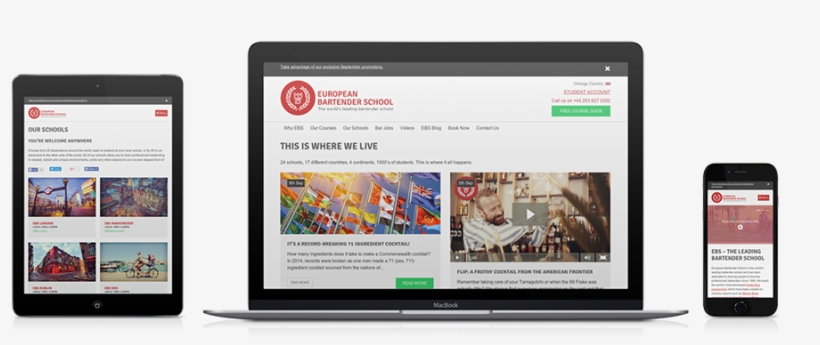 European Bartender School Responsive Wordpress Website, transparent png