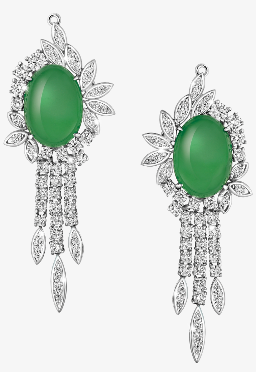 Jadeite And Diamond Tail Earrings, transparent png
