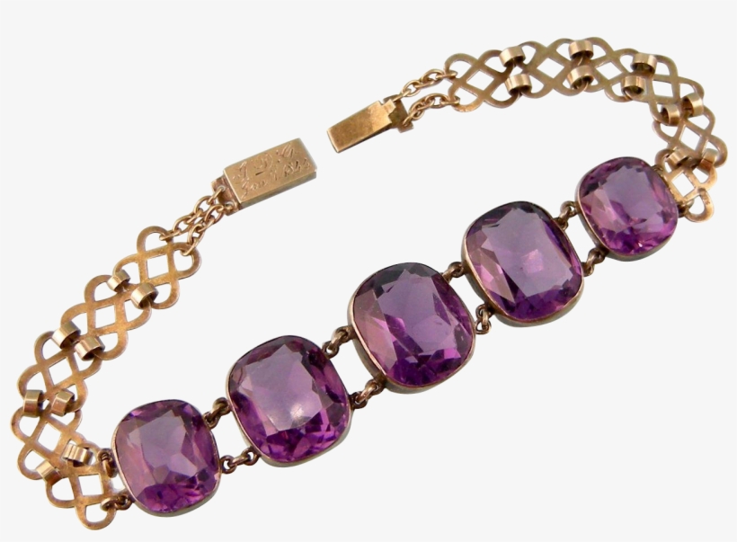 Antique Victorian Bracelet With Five Amethyst Pastes, transparent png