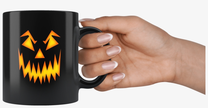 Scary Black 11oz Pumpkin Face Coffee Tea Mug, transparent png