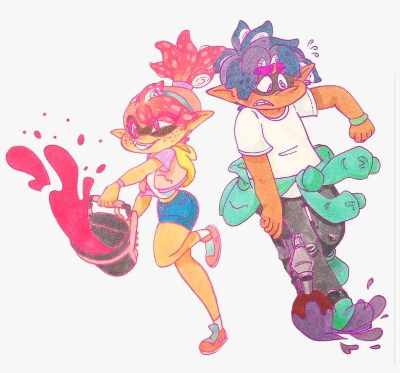 Inkling Popi And Brandon Sticker, transparent png