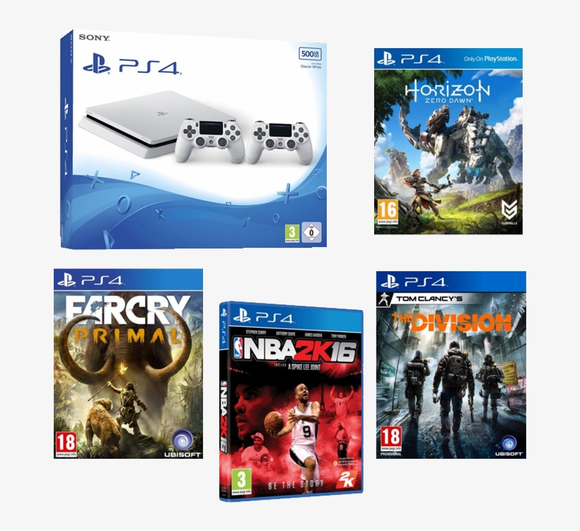 Bon Plan Ps4 Slim Blanche 2 Manettes 4 Jeux À 299 Euros, transparent png