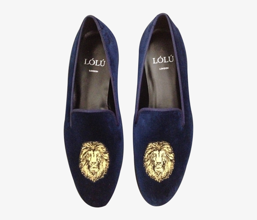 Navy Blue Slippers With Lion Crest, transparent png