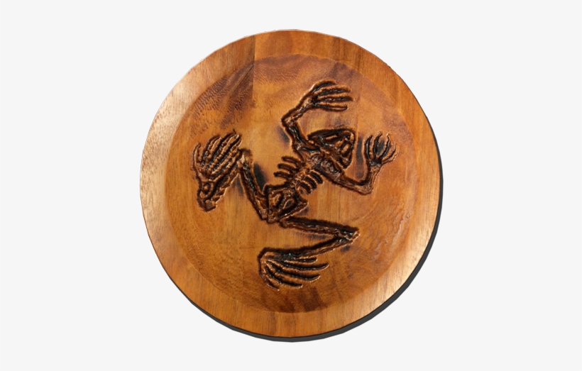 Bone Frog Carved Wooden Circle Dish In Torched Mahogany, transparent png