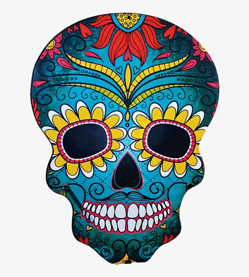 Placa Caveira Mexicana Azul, transparent png