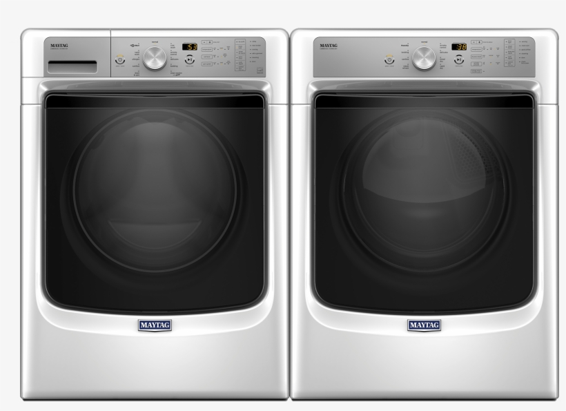 Maytag® Front Load Laundry Pair White Malaumed8200fw, transparent png
