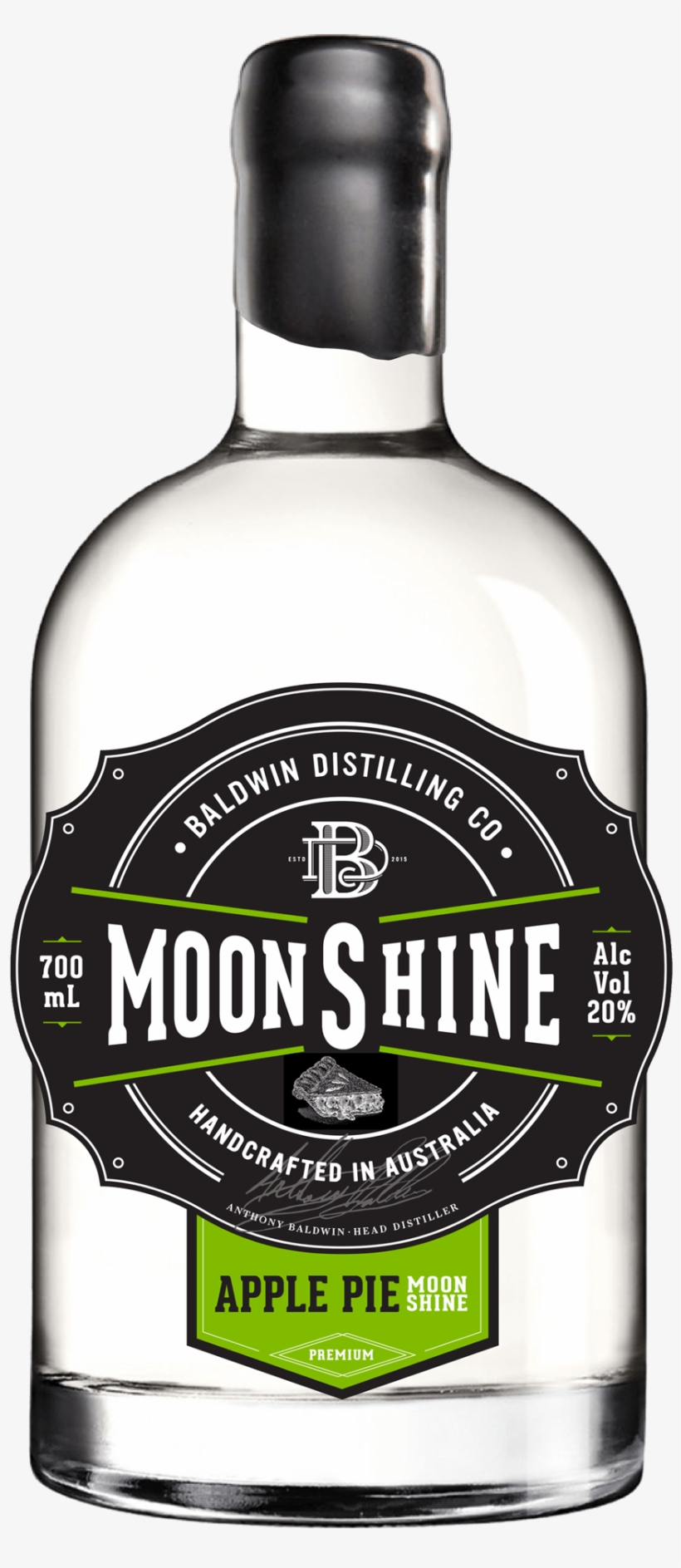 Apple Pie Moonshine Bottle - Baldwin Distilling Co. Apple Pie Moonshine, transparent png