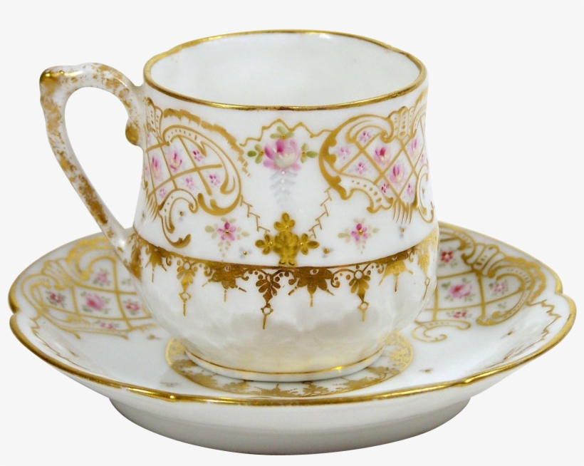 Limoges Demitasse Tea Cup Hand Painted Pink Roses 3 - Tea, transparent png