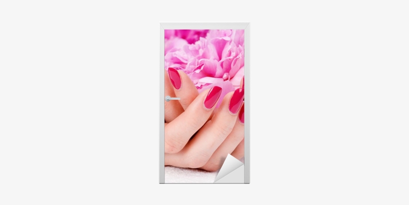 Woman Cupped Hands With Manicure Holding A Pink Flower - Classic Manicure And Pedicure, transparent png