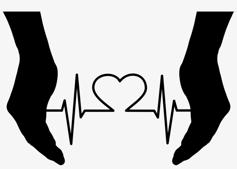 Cupped Hand Silhouette Clipart - Heart Ekg Black And White, transparent png