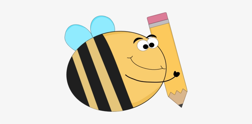 Funny Bee With A Big Pencil - Bees Going To School, transparent png