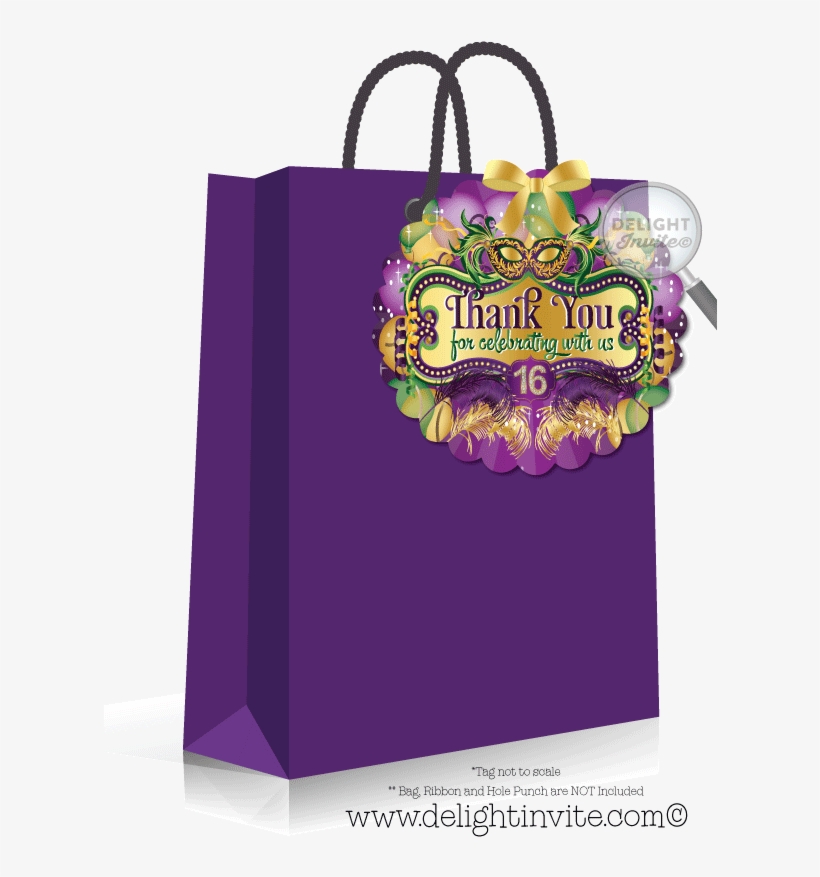 Sweet 16 Mardi Gras Favor Tags - Greeting Card, transparent png
