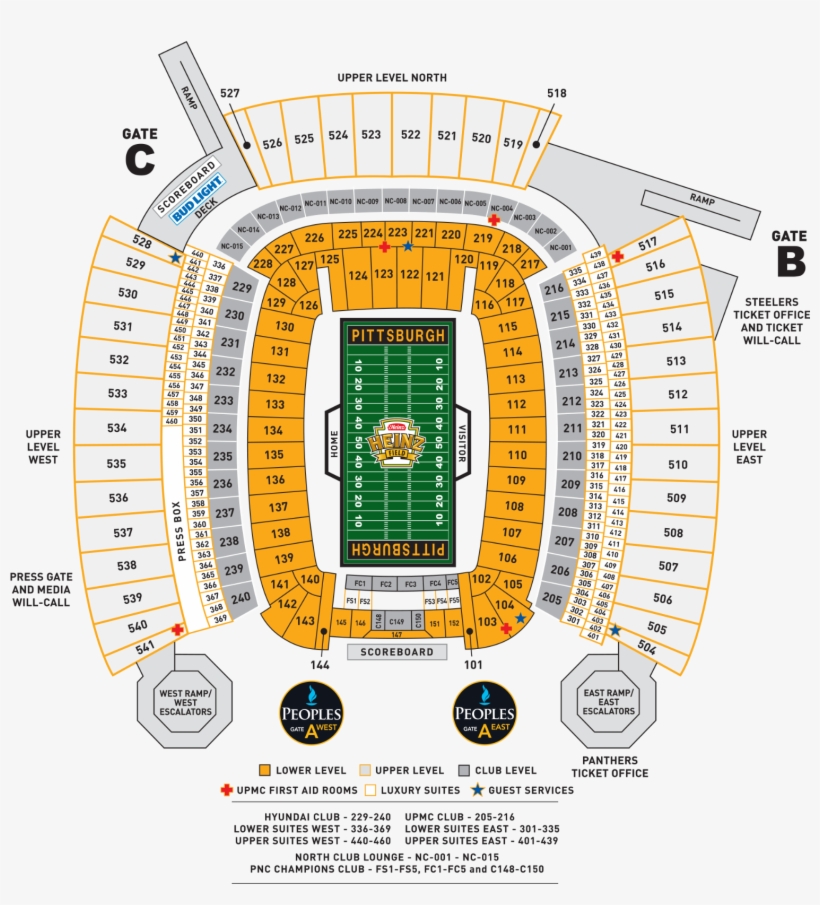 1 Of 2free Shipping 2 Tickets Pittsburgh Steelers Vs - Heinz Field Seating Chart 520, transparent png