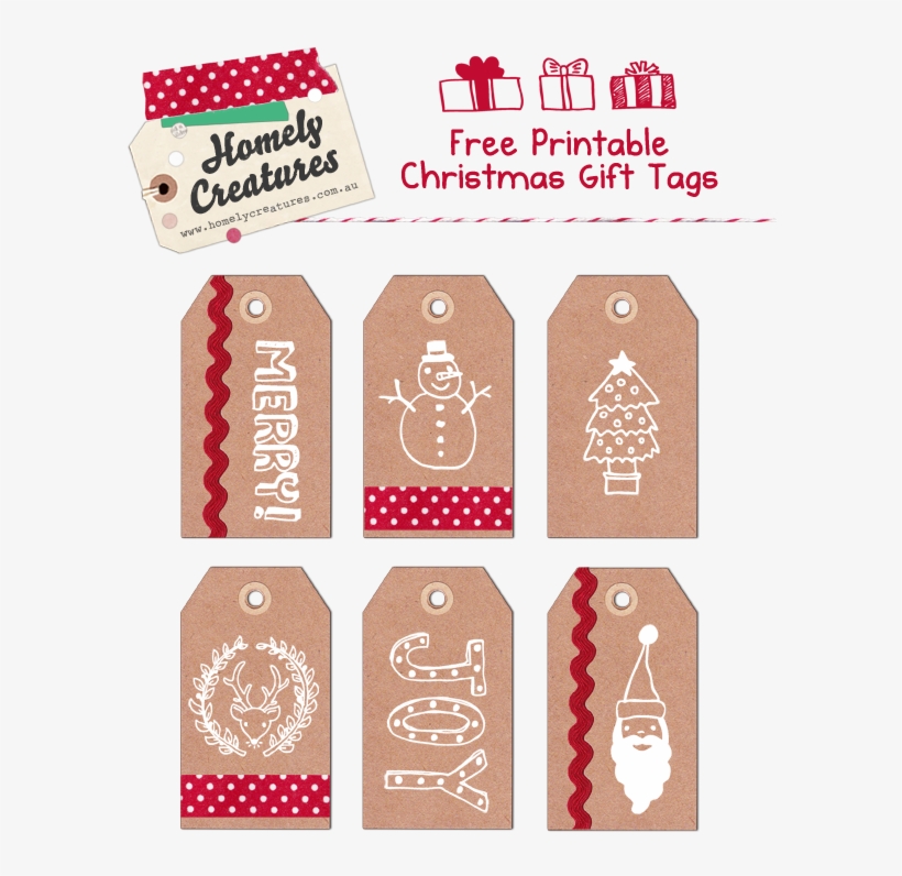 Free Printable Christmas Gift Tags - Homely Creatures, transparent png
