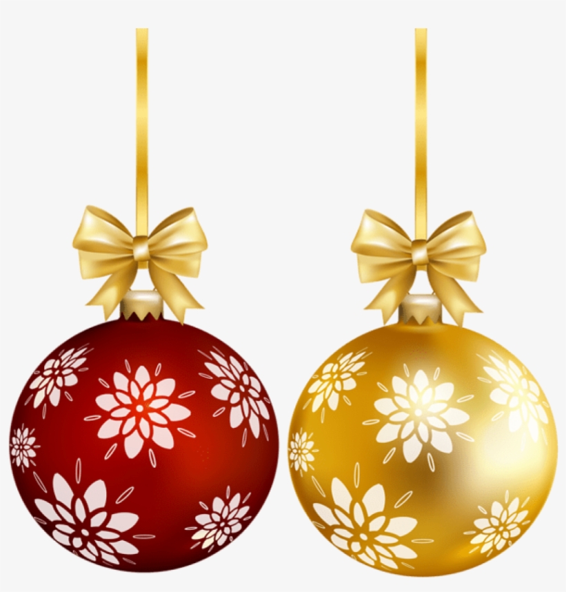 Red Gold Christmas Ball Png Transparent Clip Art - Christmas Ball Png Transparent, transparent png