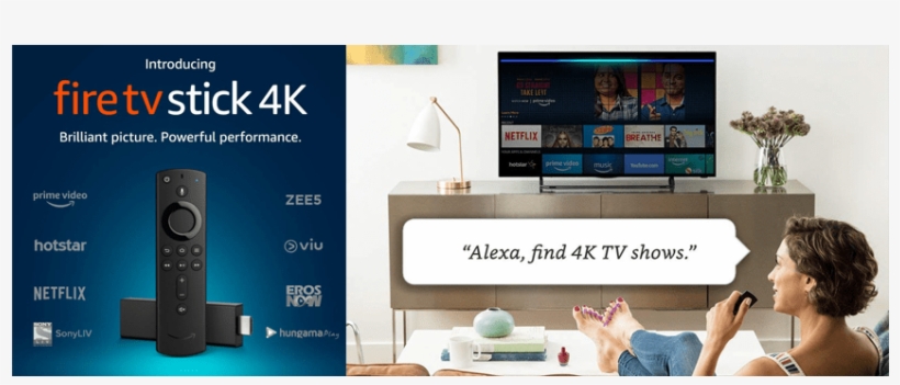Fire Tv Stick 4k With All-new Alexa Voice Remote Streaming, transparent png