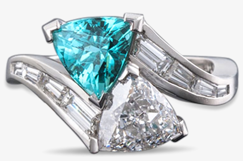 Paraiba Tourmaline And Diamond Bypass Ring,, transparent png